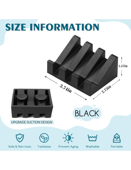 Plato de Jabón de Silicona MRBULLOCK Negro 9.6x7 cm Drenaje Automático Plato de Jabón de Silicona MRBULLOCK Negro 9.6x7 cm Drenaje Automático