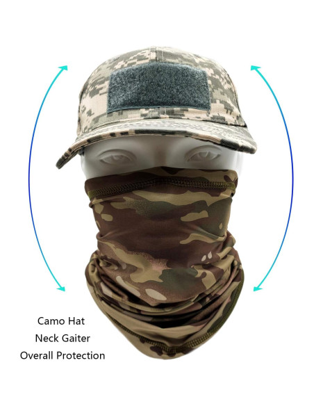 Conjunto Gorra Camo y Gaiter de Cuello UV Táctico Conjunto Gorra Camo y Gaiter de Cuello UV Táctico