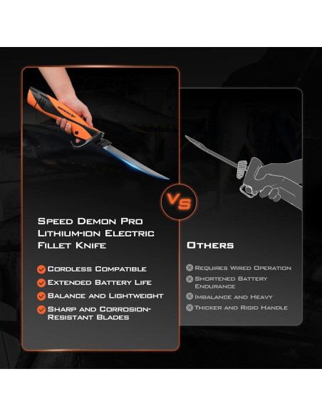 Cuchillo Eléctrico de Filetear KastKing Speed Demon Pro 2 Cuchillas Cuchillo Eléctrico de Filetear KastKing Speed Demon Pro 2 Cuchillas