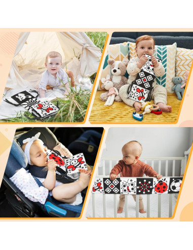 Libro para Bebés en Blanco y Negro AJsupojouet 0-3 Meses