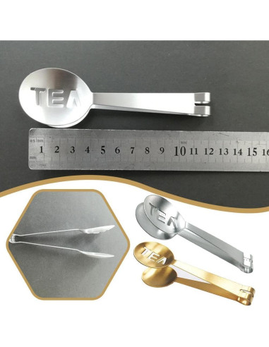 Pinzas para exprimir bolsas de té Qintreesify Acero Inoxidable Oro