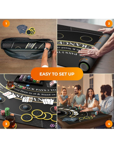 Tapete de Blackjack Newverest NVR-7123 178x89 cm con Bolsa y Posavasos