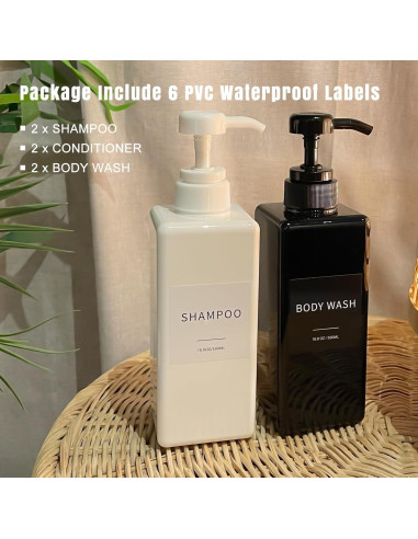 Dispensador de Champú y Acondicionador Lewistin 500ml Negro - Juego de 3
