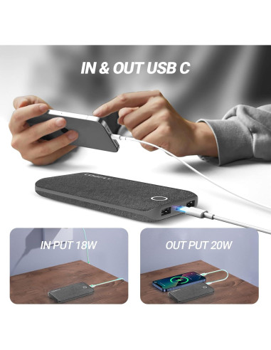 Cargador Portátil COOFLY P176D 10000mAh Carga Rápida USB-C