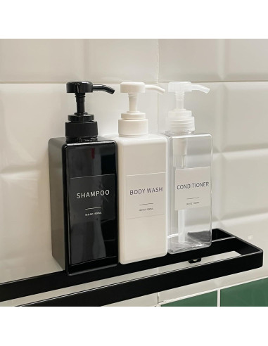 Dispensador de Champú y Acondicionador Lewistin 500ml Negro - Juego de 3