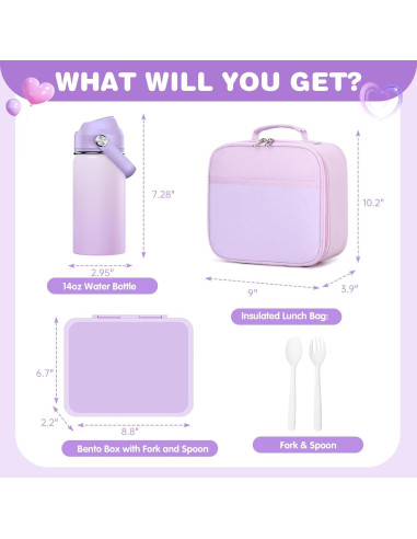Caja Bento Bevalsa para Niños 43oz + Botella 14oz Aislada