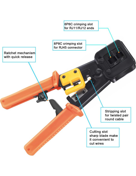 Crimpadora RJ45 PETECHTOOL con 50 Conectores Cat6 y Probador Crimpadora RJ45 PETECHTOOL con 50 Conectores Cat6 y Probador
