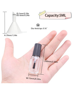 Botellas de Vidrio Vacías 5ML Agidea - Paquete de 20 con Embudos 2