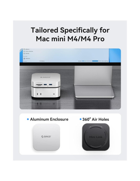 Hub ORICO MiniLink Mac Mini M4 8 en 1 USB 3.0 5Gbps Hub ORICO MiniLink Mac Mini M4 8 en 1 USB 3.0 5Gbps