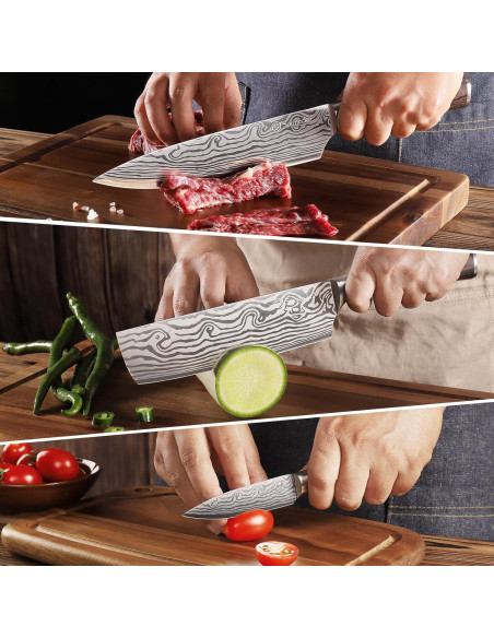 Juego de cuchillos de cocina Sunnecko 3 piezas acero inoxidable Juego de cuchillos de cocina Sunnecko 3 piezas acero inoxidable
