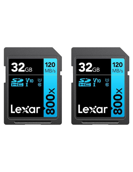 Tarjetas de Memoria SDHC Lexar 32GB UHS-I 800x Paquete de 2 Tarjetas de Memoria SDHC Lexar 32GB UHS-I 800x Paquete de 2