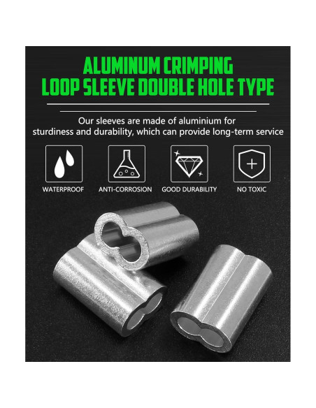 100pcs Manga de Bujes de Aluminio 3mm Doble Orificio PHITUODA 100pcs Manga de Bujes de Aluminio 3mm Doble Orificio PHITUODA