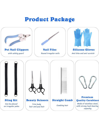 Kit de Hamaca Acicalamiento Mascotas 10 en 1 PWMENLK XS