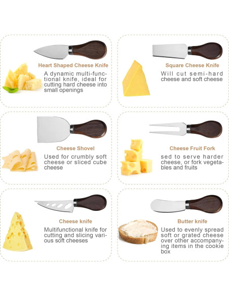 Juego de cuchillos para queso YJNSFT 6 piezas acero inoxidable Juego de cuchillos para queso YJNSFT 6 piezas acero inoxidable