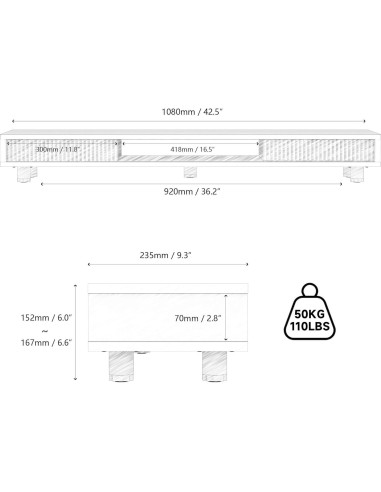Soporte Doble para Monitor Fenge 108 cm con Cajón y 2 Niveles