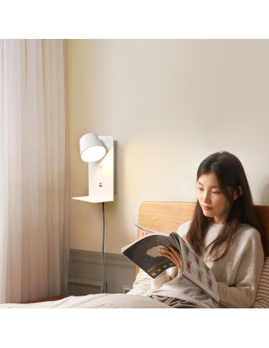 Aplique de pared LED DECOLUX 6W regulable con USB blanco