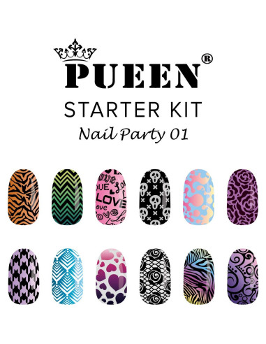 Kit de Estampado de Uñas PUEEN - 5 Piezas, Esmaltes y Placas