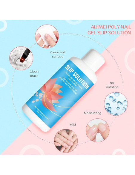 Solución Deslizante Gel Polimérico 60 ml + 5 Clips Uñas Solución Deslizante Gel Polimérico 60 ml + 5 Clips Uñas