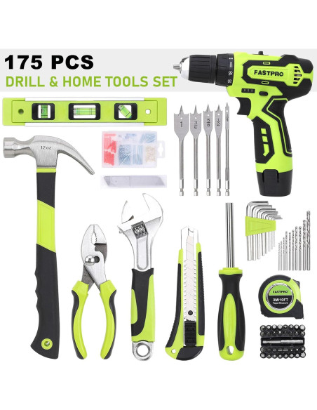 Taladro Inalámbrico 12V FASTPRO + 175 Piezas Herramientas Taladro Inalámbrico 12V FASTPRO + 175 Piezas Herramientas