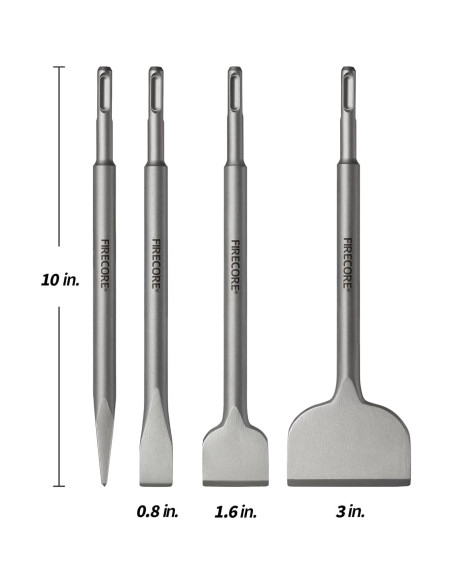 Juego de Cinceles SDS Plus Firecore 4 Piezas Acero 25.4 cm Juego de Cinceles SDS Plus Firecore 4 Piezas Acero 25.4 cm