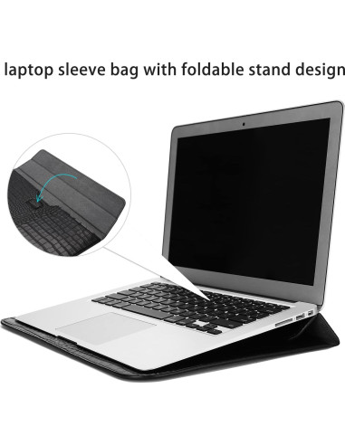 Funda para Laptop MOSISO 13" Negra Cuero PU Textura Cocodrilo