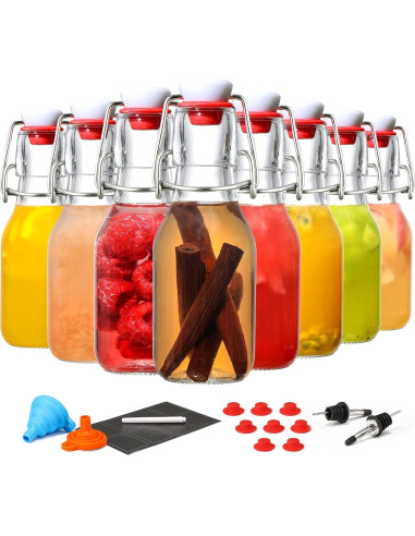 8 Botellas de Vidrio 4oz AOZITA con Tapa a Prueba de Aire