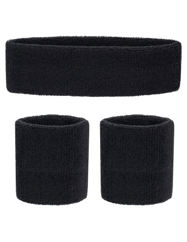 Conjunto Diadema y Muñequera Deportiva FACATH Algodón Negro