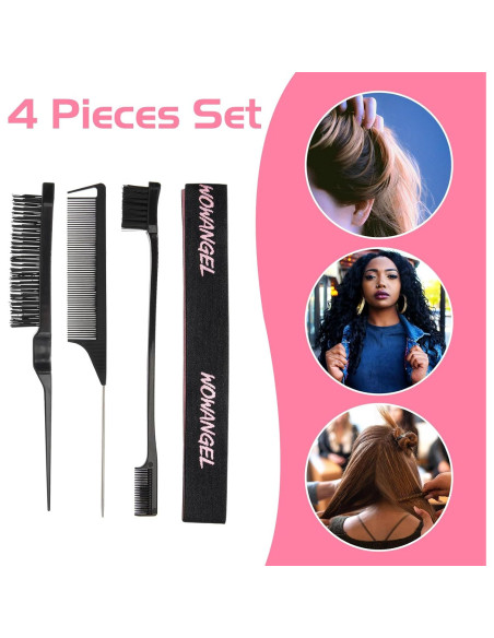 Juego de Cepillos para Estilizar Cabello WOWANGEL 4 Piezas Juego de Cepillos para Estilizar Cabello WOWANGEL 4 Piezas