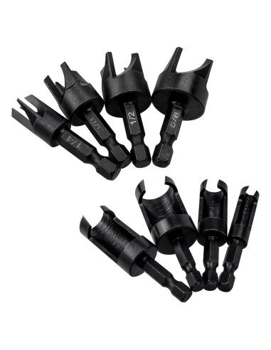 Juego de 8 Brocas para Cortar Tapones de Madera Mesee 1/4"
