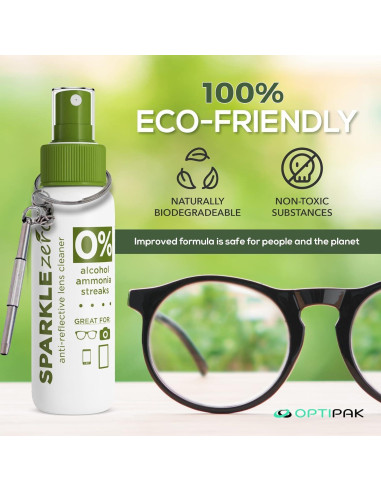 Kit Limpiador de Lentes Ecológico OPTIPAK 2x30ml + Paños