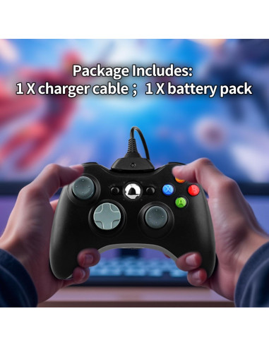 Cable de Carga USB 2 en 1 + Batería Recargable OSTENT Xbox 360