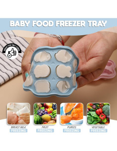 Moldes de Popsicle de Silicona O'doe para Bebés - 2 Bandejas y 2 Alimentadores 2