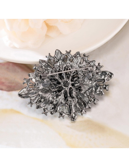 Broche de Cristal Rhinestone Vintage para Mujeres 6.35x4.32cm Broche de Cristal Rhinestone Vintage para Mujeres 6.35x4.32cm