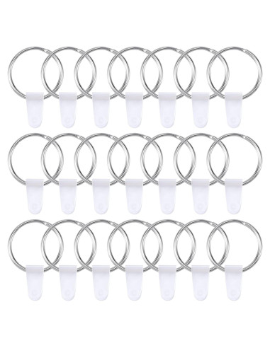 OIIKI 100 Anillos de Llaveros de Metal con Pestañas Transparentes