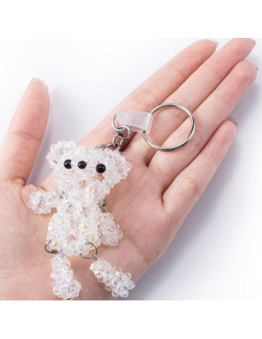 OIIKI 100 Anillos de Llaveros de Metal con Pestañas Transparentes