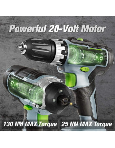 Taladro Inalámbrico WORKPRO 20V con Destornillador y 2 Baterías 2