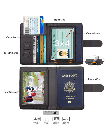 Porta Pasaporte Cnycmy con Bloqueo RFID y Ranura para Tarjeta Porta Pasaporte Cnycmy con Bloqueo RFID y Ranura para Tarjeta
