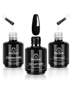 Set de Esmalte en Gel Beetles 3 Pcs - Top Coat, Base Coat y Negro 15ml