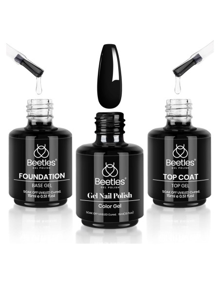 Set de Esmalte en Gel Beetles 3 Pcs - Top Coat, Base Coat y Negro 15ml Set de Esmalte en Gel Beetles 3 Pcs - Top Coat, Base Coat y Negro 15ml
