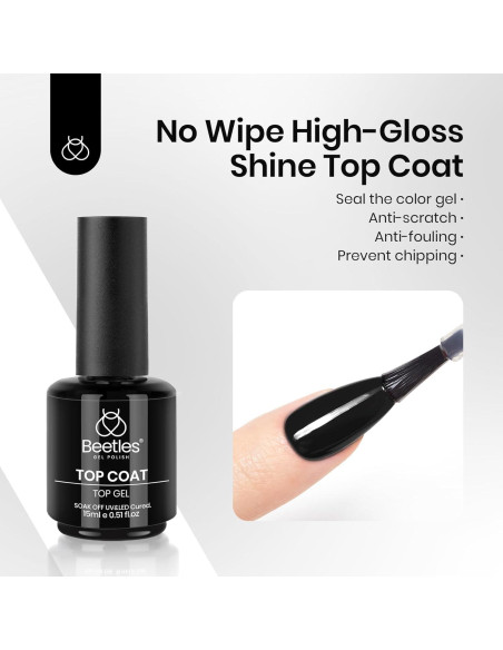 Set de Esmalte en Gel Beetles 3 Pcs - Top Coat, Base Coat y Negro 15ml Set de Esmalte en Gel Beetles 3 Pcs - Top Coat, Base Coat y Negro 15ml