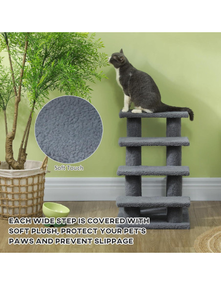 Rascador para Gatos PawHut 4 Pasos Alfombrado Gris 63.5 cm Rascador para Gatos PawHut 4 Pasos Alfombrado Gris 63.5 cm