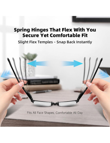 Paquete de 8 gafas de lectura TR90 1.5x con bloqueo luz azul