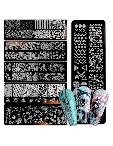 Placa de Estampado de Uñas DANNEASY 6 Piezas Mariposa