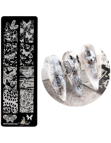 Placa de Estampado de Uñas DANNEASY 6 Piezas Mariposa
