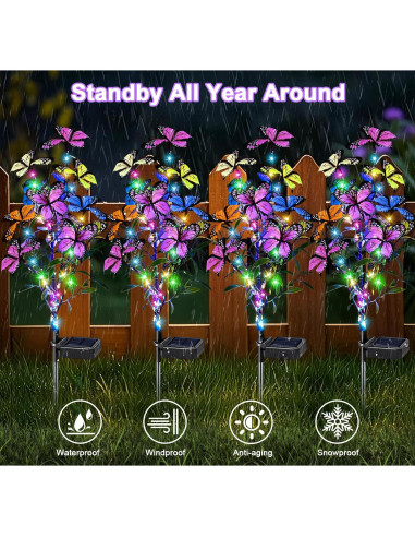 Luces de Jardín Solares Ostritec 4 Pcs Mariposas Coloridas