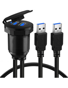Cable de Montaje en Panel USB 3.0 BATIGE Doble Puerto 30.48cm 2