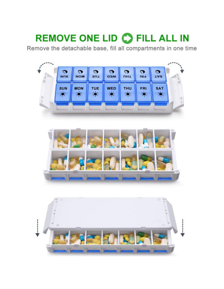 Organizador Semanal de Pastillas Fullicon AM PM XL 14 Compartimentos Organizador Semanal de Pastillas Fullicon AM PM XL 14 Compartimentos