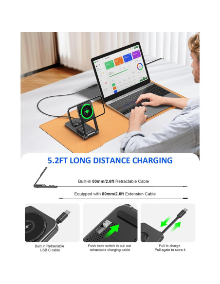 Cargador Inalámbrico 3 en 1 Magnético 15W para Apple Cargador Inalámbrico 3 en 1 Magnético 15W para Apple