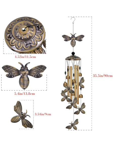 Campanas de Viento de Abeja ME9UE de Bronce 90cm Decorativas Campanas de Viento de Abeja ME9UE de Bronce 90cm Decorativas