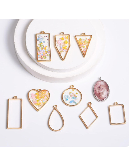 Moldes Abiertos para Resina 80 Pcs - Joyería DIY Oro y Blanco Moldes Abiertos para Resina 80 Pcs - Joyería DIY Oro y Blanco
